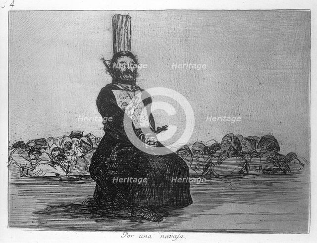 The Disasters of War, a series of etchings by Francisco de Goya (1746-1828), plate 34: 'Por una n…