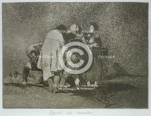 The Disasters of War, a series of etchings by Francisco de Goya (1746-1828), plate 53: 'Espiró si…