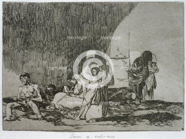 The Disasters of War, a series of etchings by Francisco de Goya (1746-1828), plate 57: 'Sanos y e…