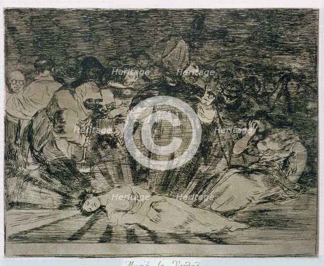 The Disasters of War, a series of etchings by Francisco de Goya (1746-1828), plate 79: 'Murió la …