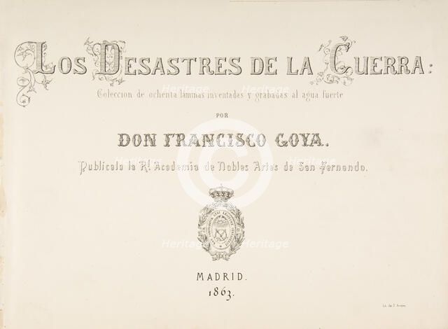 The Disasters of War (Los Desastres de la Guerra), title page, 1810-20, published 1863. Creator: Francisco Goya.