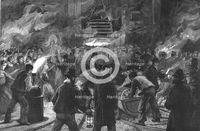 ''The Disastrous Colliery Explosion at Llanerch, Monmouthshire; The Midnight Shift waiting...',1890. Creator: Unknown.