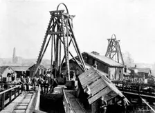 The Disastrous Flooding of Audley Colliery; entrance to the pit, 1895. Creator: George Meisenbach