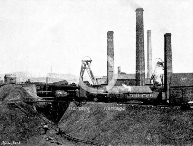 The Disastrous Flooding of Audley Colliery; the Pit Bank, 1895. Creator: George Meisenbach.