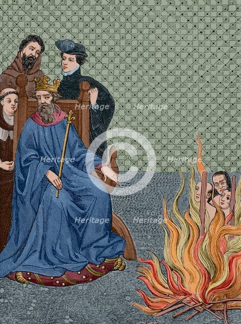 The disciples of the Parisian philosopher and theologian Amalric of Bena, (c1150-1207), 1877.  Creator: Unknown.