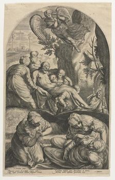 The Disciples of Christ Carrying His Body to the Tomb, 1594. Creator: Jacob Matham (Dutch, 1571-1631)
