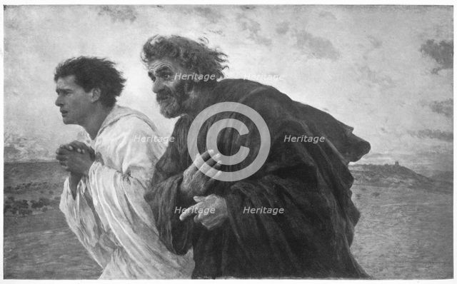 'The Disciples Peter and John Running to the Sepulchre on the Morning of the Resurrection', c1898, ( Artist: Eugene Burnand.