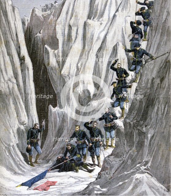 The discovered corpse of Lieutenant Bujon, French Alps, 1891. Artist: Henri Meyer