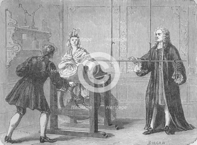 The discovery of the Leyden Jar, 1745 (1894). Artist: Unknown.