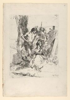The Discovery of the Tomb of Punchinello, from the Scherzi, ca. 1743-50. Creator: Giovanni Battista Tiepolo