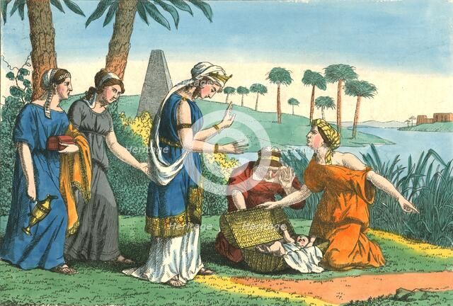 The Discovery of Moses, (19th century?). Artists: Weenix, N v d Linden.