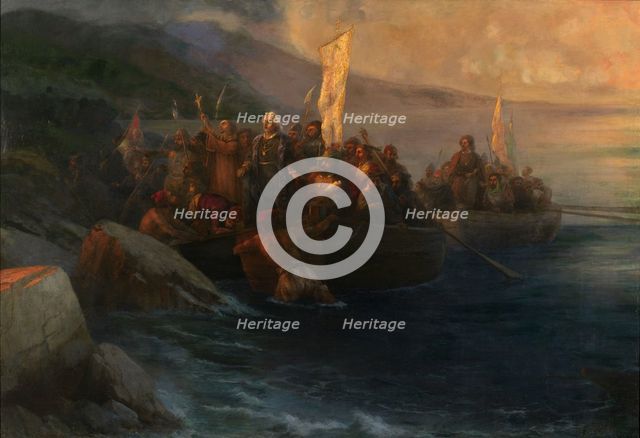 The Disembarkation of Christopher Columbus on San Salvador, 12th October 1492, 1892. Artist: Aivazovsky, Ivan Konstantinovich (1817-1900)