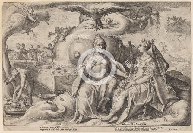 The Dispute between Jupiter and Juno, c. 1615. Creator: Goltzius, Workshop of Hendrick, after Hendrick Gol.