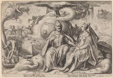 The Dispute between Jupiter and Juno, c. 1615. Creator: Goltzius, Workshop of Hendrick, after Hendrick Gol