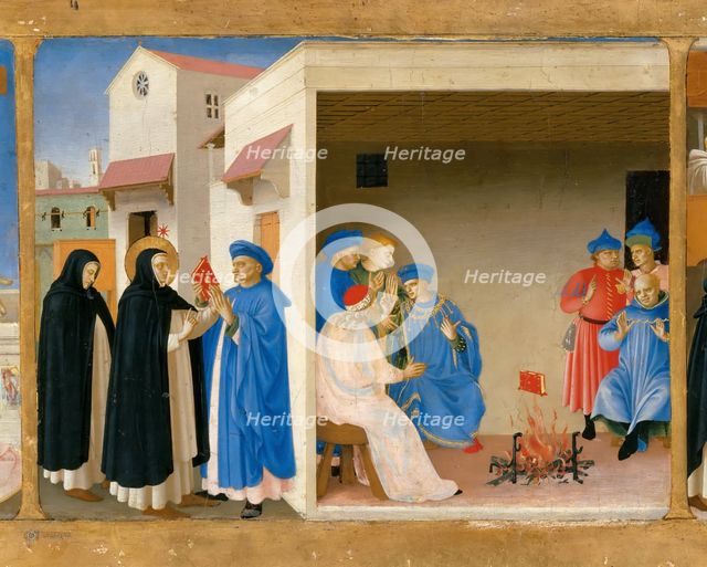The Dispute of Saint Dominic and the Miracle of the Book (Predella of the retable The Coronation of  Artist: Angelico, Fra Giovanni, da Fiesole (ca. 1400-1455)