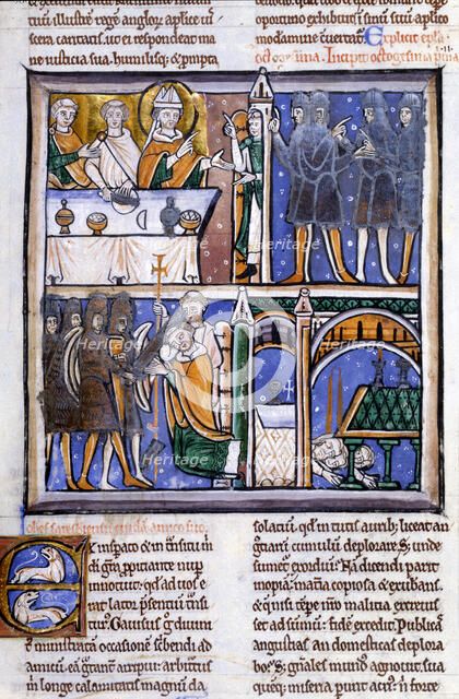 The dispute of Thomas a Becket and Henry II, 1170 (c1180). Artist: Anon