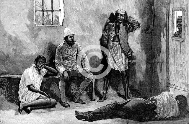 The Dispute with Portugal: an Englishman in the "Tronk" (prison) at Delagoa Bay, 1890. Creator: Unknown.