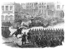 The Disturbances in Paris: the barricade at Belleville, 1870. Creator: Unknown