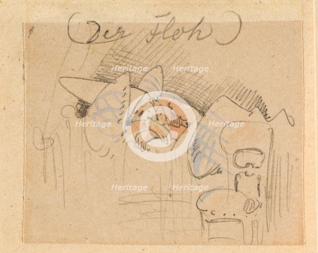 The disturbed but happily regained night's rest, (The Flea); 1, 1862. Creator: Wilhelm Busch.