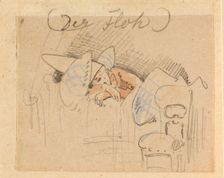 The disturbed but happily regained night's rest, (The Flea); 1, 1862. Creator: Wilhelm Busch