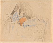 The disturbed but happily regained night's rest, (The Flea); 10, 1862. Creator: Wilhelm Busch