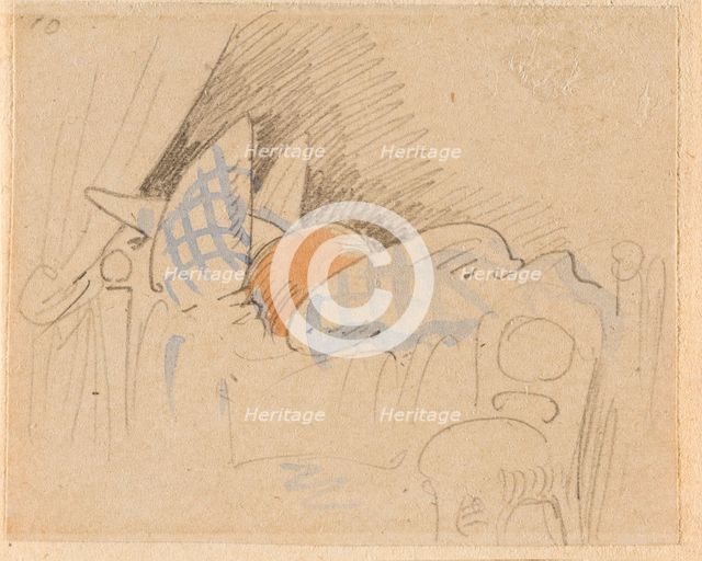 The disturbed but happily regained night's rest, (The Flea); 10, 1862. Creator: Wilhelm Busch.