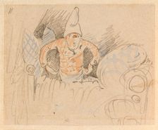 The disturbed but happily regained night's rest, (The Flea); 11, 1862. Creator: Wilhelm Busch