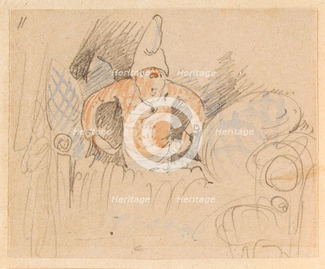 The disturbed but happily regained night's rest, (The Flea); 11, 1862. Creator: Wilhelm Busch.