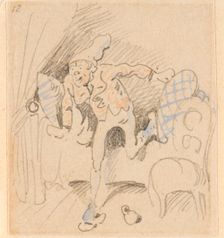 The disturbed but happily regained night's rest, (The Flea); 12, 1862. Creator: Wilhelm Busch