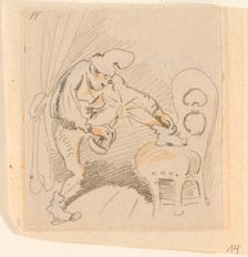 The disturbed but happily regained night's rest, (The Flea); 14, 1862. Creator: Wilhelm Busch