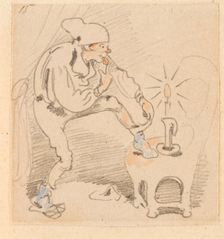 The disturbed but happily regained night's rest, (The Flea); 15, 1862. Creator: Wilhelm Busch