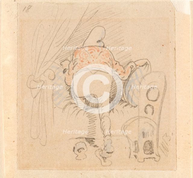 The disturbed but happily regained night's rest, (The Flea); 18, 1862. Creator: Wilhelm Busch.