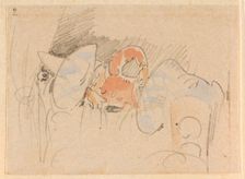 The disturbed but happily regained night's rest, (The Flea); 2, 1862. Creator: Wilhelm Busch