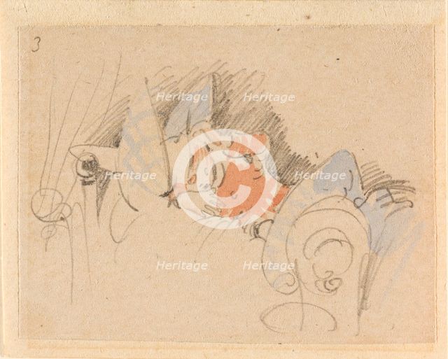 The disturbed but happily regained night's rest, (The Flea); 3, 1862. Creator: Wilhelm Busch.