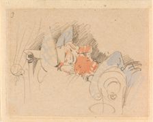 The disturbed but happily regained night's rest, (The Flea); 3, 1862. Creator: Wilhelm Busch