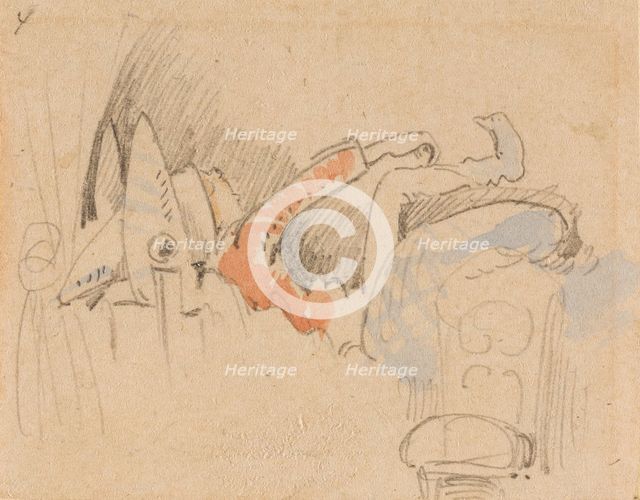 The disturbed but happily regained night's rest, (The Flea); 4, 1862. Creator: Wilhelm Busch.