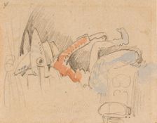 The disturbed but happily regained night's rest, (The Flea); 4, 1862. Creator: Wilhelm Busch