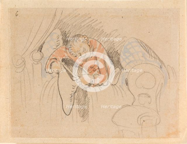 The disturbed but happily regained night's rest, (The Flea); 6, 1862. Creator: Wilhelm Busch.