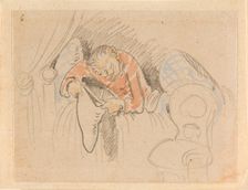 The disturbed but happily regained night's rest, (The Flea); 6, 1862. Creator: Wilhelm Busch