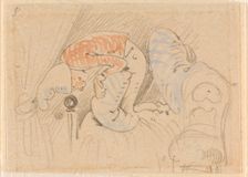 The disturbed but happily regained night's rest, (The Flea); 8, 1862. Creator: Wilhelm Busch