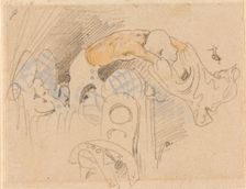 The disturbed but happily regained night's rest, (The Flea); 9, 1862. Creator: Wilhelm Busch