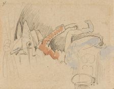 The disturbed but happily regained night's rest, (The Flea); 4, 1862. Creator: Wilhelm Busch