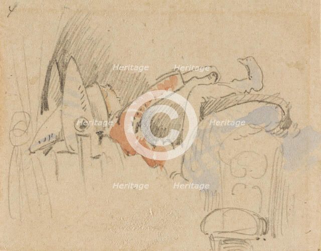 The disturbed but happily regained night's rest, (The Flea); 4, 1862. Creator: Wilhelm Busch.