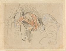 The disturbed but happily regained night's rest, (The Flea); 6, 1862. Creator: Wilhelm Busch