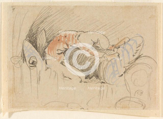 The disturbed but happily regained night's rest, (The Flea); 7, 1862. Creator: Wilhelm Busch.