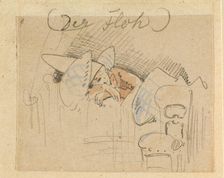 The disturbed but happily regained night's rest, (The Flea); 1, 1862. Creator: Wilhelm Busch