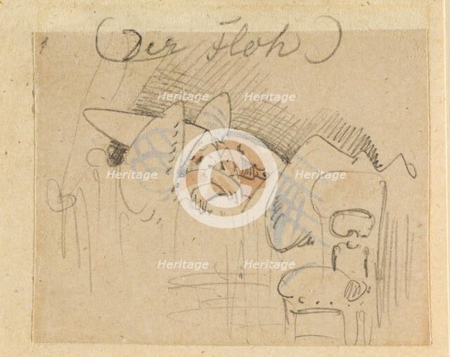 The disturbed but happily regained night's rest, (The Flea); 1, 1862. Creator: Wilhelm Busch.