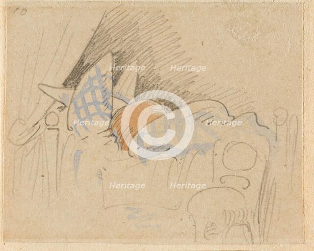 The disturbed but happily regained night's rest, (The Flea); 10, 1862. Creator: Wilhelm Busch.