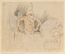 The disturbed but happily regained night's rest, (The Flea); 11, 1862. Creator: Wilhelm Busch