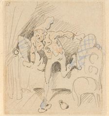 The disturbed but happily regained night's rest, (The Flea); 12, 1862. Creator: Wilhelm Busch